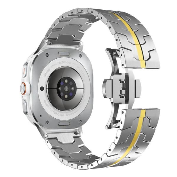 Iron Man ruostumaton kellon ranneke Samsung Galaxy Watch Ultra (47mm) - Hopea/kulta
