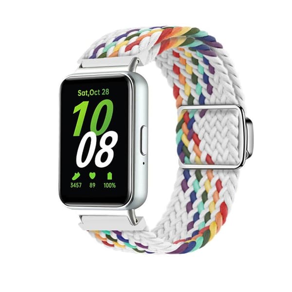 Punottu magneettinen ranneke Samsung Galaxy Fit 3 - White Rainbow