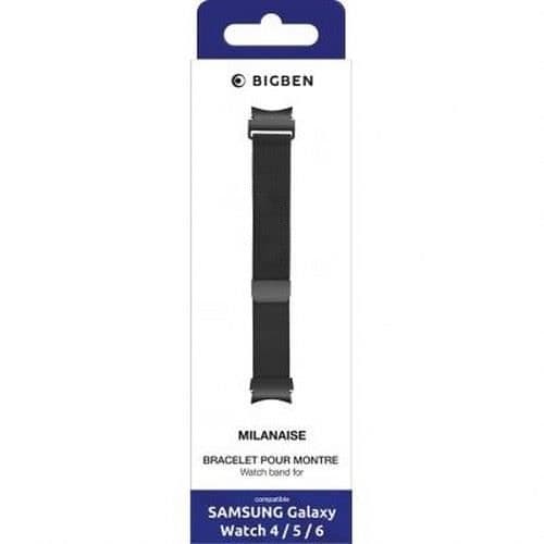 Rem för Galaxy Watch 4/4 Classic/5/5 Pro/6/6 Classic Milanese Steel BigBen Connected Dark Grey