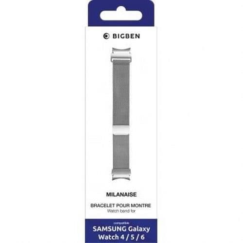 Armband för Galaxy Watch 4/4 Classic/5/5 Pro/6/6 Classic Milanese Steel BigBen Connected Silver