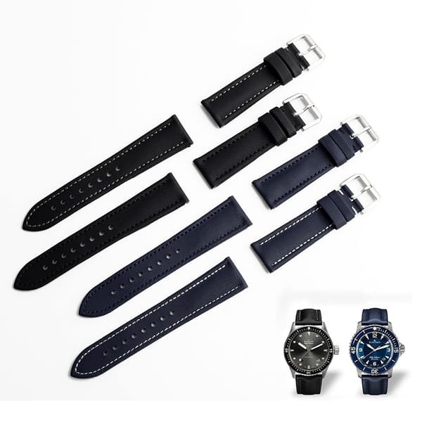 INF Moonswatch Omega Oxford Vandtæt Urrem i Okselæder Blå+blå 20 mm