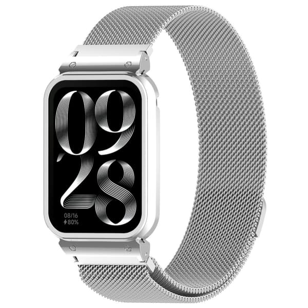 INF Klokkereim for Xiaomi Mi Band 8 Pro - Metallramme med Milanese-løkke 0 Sølv