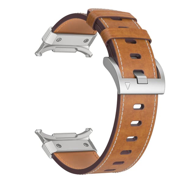 Klokkerem i ekte skinn med sølvkontakt for Samsung Watch 7 Ultra 47mm