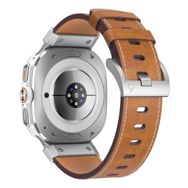 Klokkerem i ekte skinn med sølvkontakt for Samsung Watch 7 Ultra 47mm