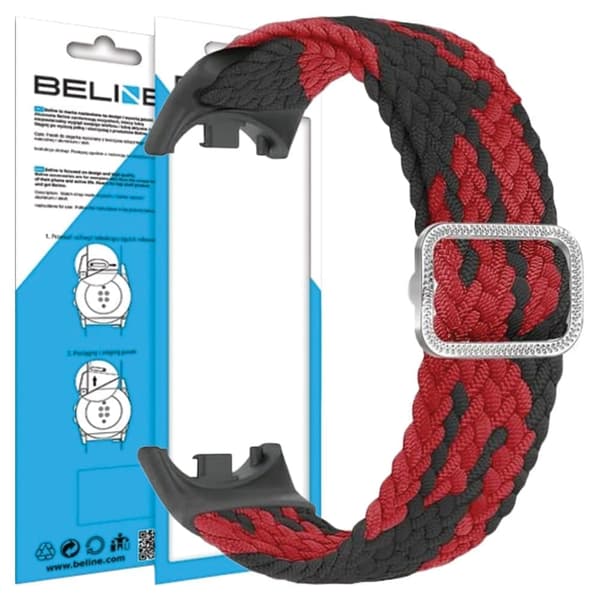 Beline Mi Band 9/8 Nylon ranneke musta-punainen/musta-punainen