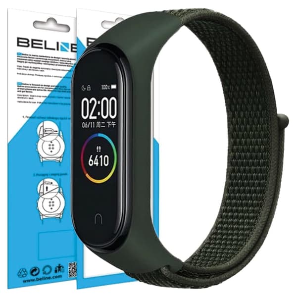 Beline Mi Band 7/6/5/4/3 NylonLoop hihna vihreä/vihreä