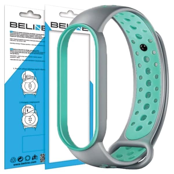 Beline Design Mi Band 7/6/5 hihna harmaa-vihreä/harmaa-vihreä