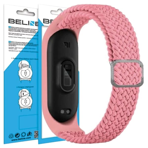 Beline Mi Band 7/6/5 Tekstiili pinkki/vaaleanpunainen ranneke
