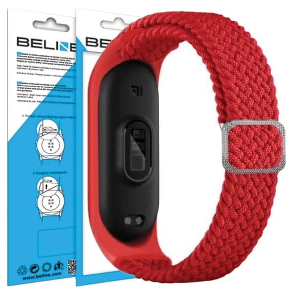 Beline Mi Band 7/6/5 Tekstiilihihna punainen/punainen