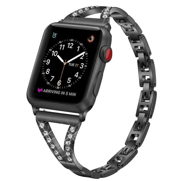 SKALO Smalt Metallarmband Bling Apple Watch SE 40mm Svart