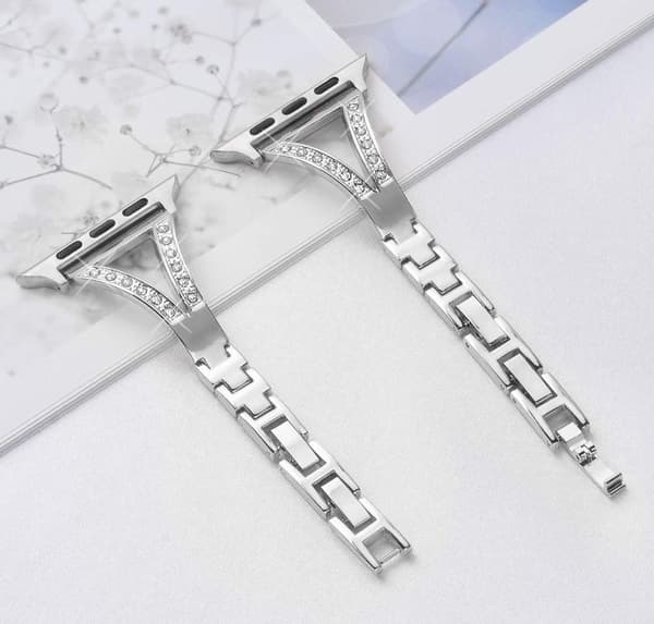 SKALO Smalt Metallarmband Bling Apple Watch Series 7-9 41mm