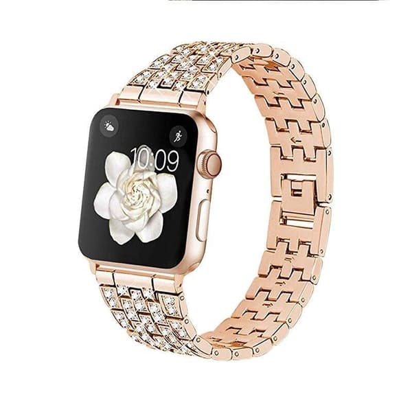 SKALO Teräsranneke Bling Apple Watch Series 10 46mm Vaaleanpunainen