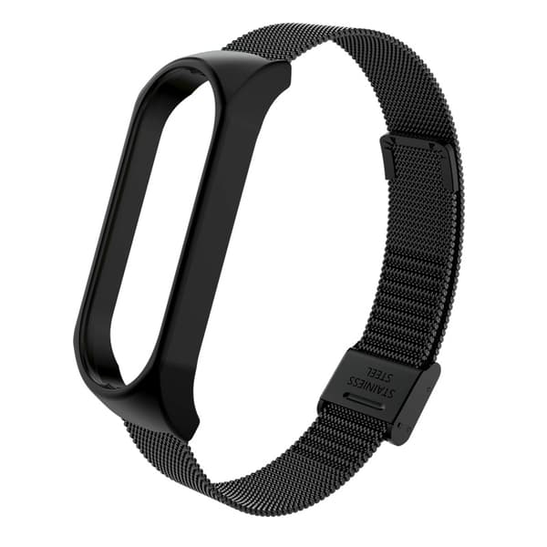 INF Metalstrop til Xiaomi Mi Band 3/4/5/6 Sort