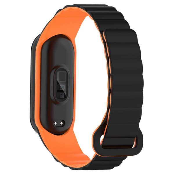 INF Silikone magnetisk rem til Xiaomi Mi Band 3/4/5/6/7 Sort+orange