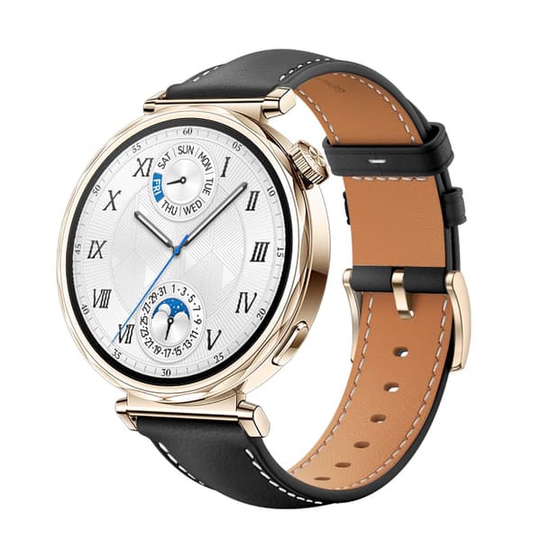 INF Klokkerem i skinn til Huawei Watch GT5 - 18MM Svart + Gull