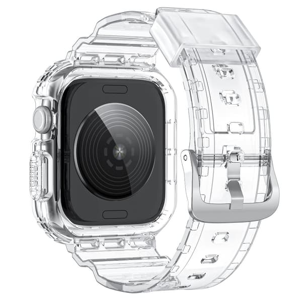 INF 10. generation Ice Tough TPU integreret rem til Apple Watch - gennemsigtig med hvid ramme, 42MM