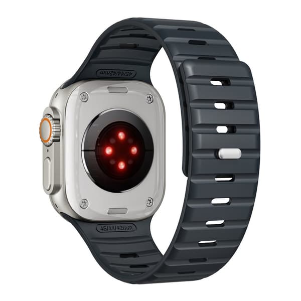 INF Magnetiskt silikonarmband för Apple Watch - Svart/Orange (38/40/41mm)