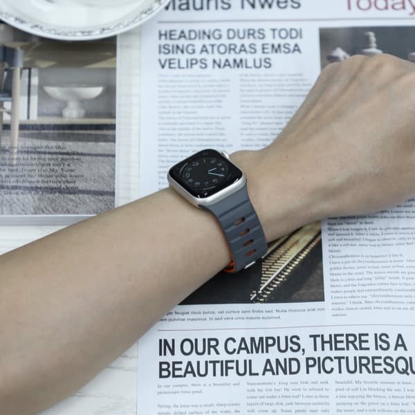 INF Magnetiskt silikonarmband för Apple Watch - Svart/Orange (38/40/41mm)