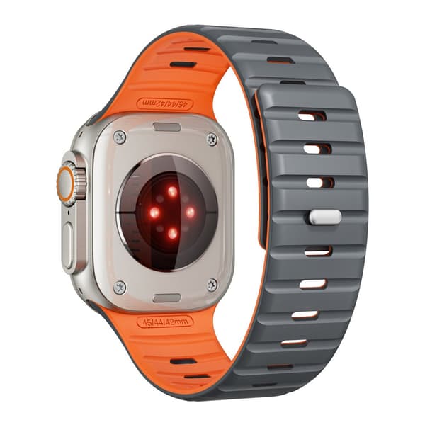 INF Magnetiskt silikonarmband för Apple Watch - Svart/Orange (38/40/41mm)