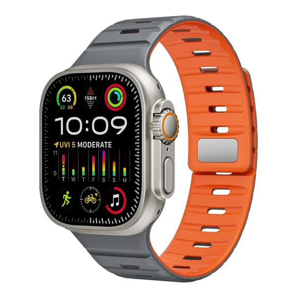 INF Magnetiskt silikonarmband för Apple Watch - Svart/Orange (38/40/41mm)