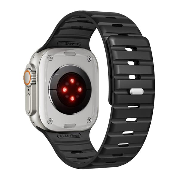 INF Magnetisk silikonearmbånd til Apple Watch - Sort/Orange (38/40/41mm)