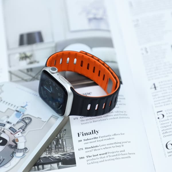 INF Magneettinen silikoniranneke Apple Watchille - Musta/Oranssi (38/40/41mm)