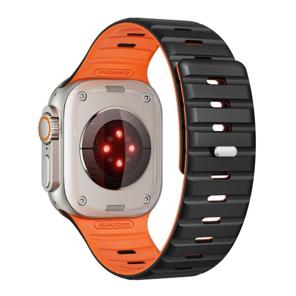 INF Magneettinen silikoniranneke Apple Watchille - Musta/Oranssi (38/40/41mm)