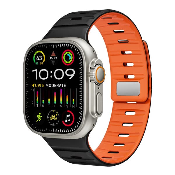 INF Magneettinen silikoniranneke Apple Watchille - Musta/Oranssi (38/40/41mm)