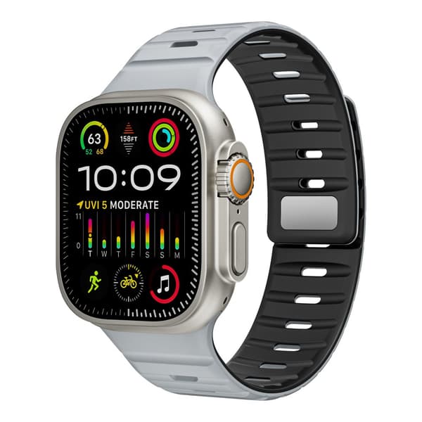 INF Magnetiskt silikonarmband för Apple Watch - Svart/Orange (38/40/41mm)