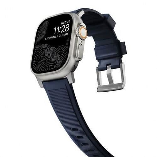 Armband - NOMAD - Apple Watch 6-9-SE-Ultra-Ultra 2 - Silver - Fluorelastomer gummi - Unisex