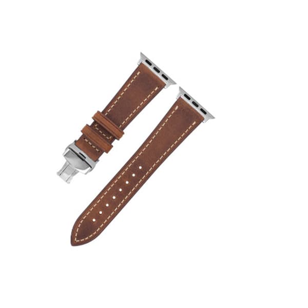 INF Lærreim for Apple Watch med sølv sommerfuglspenne