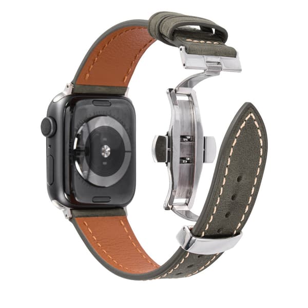 INF Lærreim for Apple Watch med sølv sommerfuglspenne