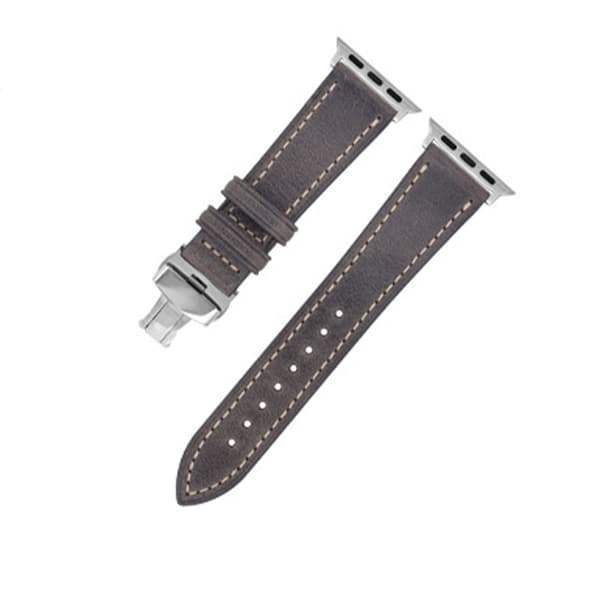 INF Lærreim for Apple Watch med sølv sommerfuglspenne