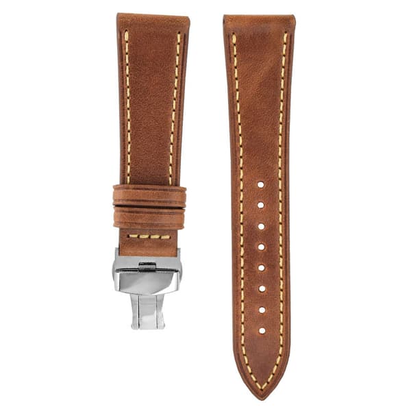 INF Klockarmband med dubbla knappar med fjärilsspänne 0 Gul 22 mm