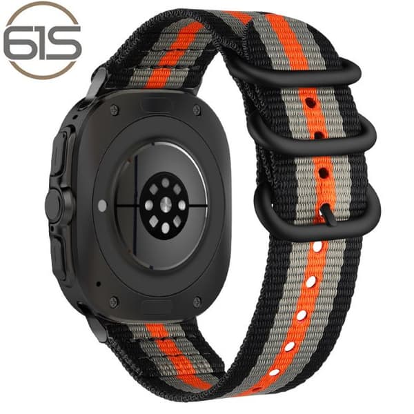 INF Samsung Galaxy Watch 7 UItra Smart Nylon -ranneke Musta + oranssi