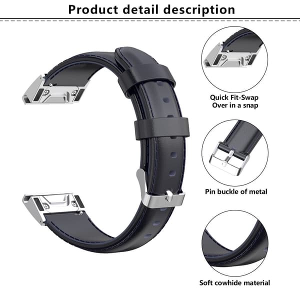 KALEBOL Läderarmband Garmin Fenix 7X/7X Pro 51mm