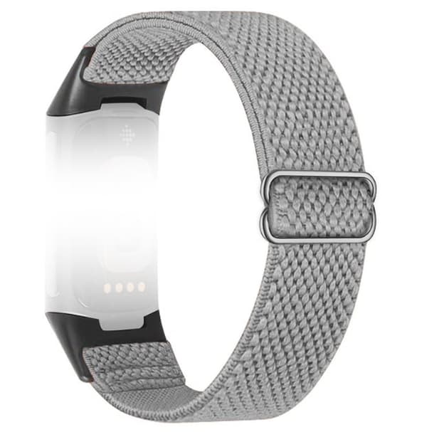 INF Nylon flätat klockarmband för Fitbit Charge 5/6 Ljusgrå