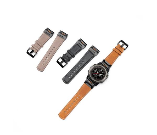 INF Klokkerem i ekte skinn for Garmin Fenix 8/7X/7/6/5/965