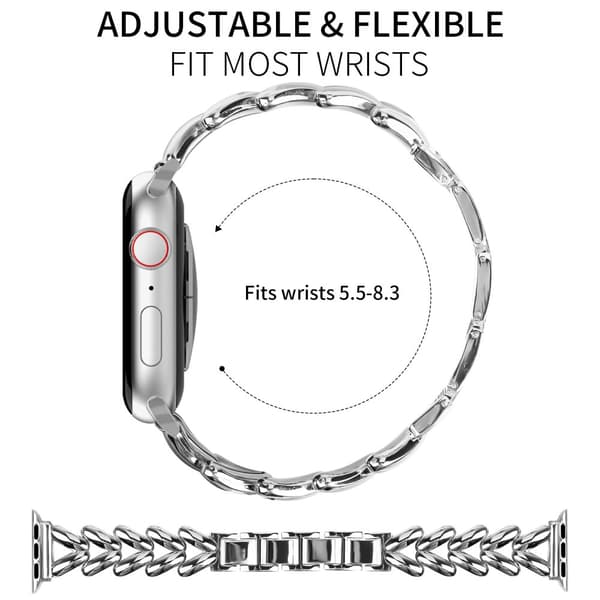 INF Apple Watch 10/Ultra 2 Band, 38/40/41MM - Smal flätat rostfritt stål Silver