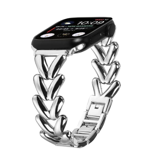 INF Apple Watch 10/Ultra 2 Band, 38/40/41MM - Smal flätat rostfritt stål Silver