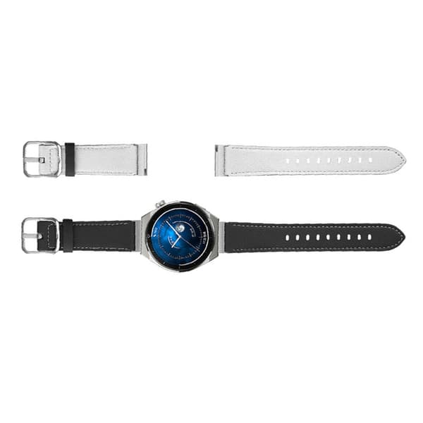 INF Klokkerem i ekte skinn - 22 mm Silver Buckle