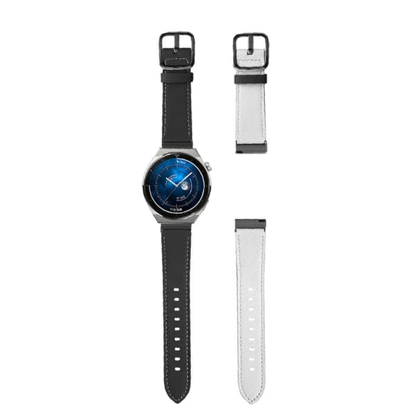 INF Klokkerem i ekte skinn - 22 mm Black Buckle
