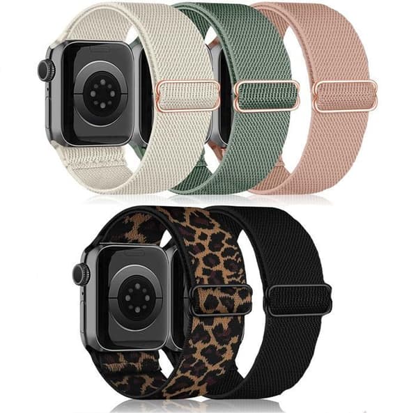 5-pack armband kompatibla med Apple Watch-rem 41 mm 38 mm 40 mm kvinnor män, justerbar elastisk nylonrem