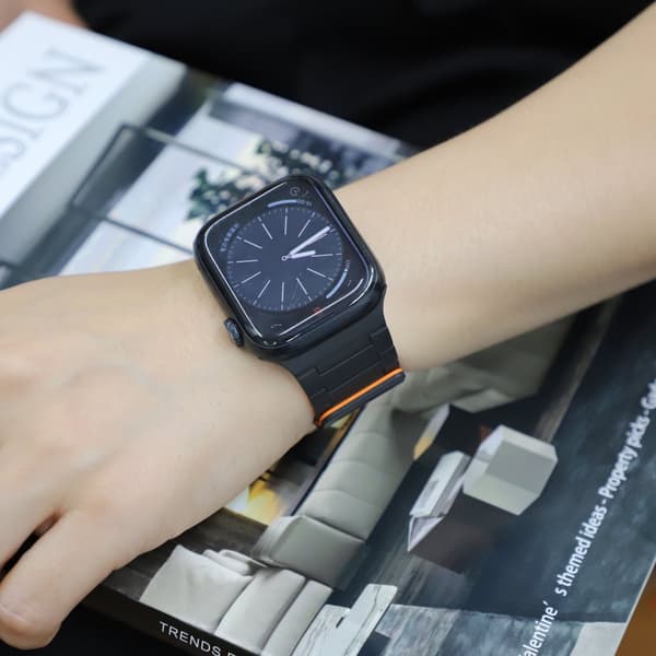 INF Magnetisk løkkerem til Apple Watch (42/44/45/49 mm) - EU-patent Sort Orange