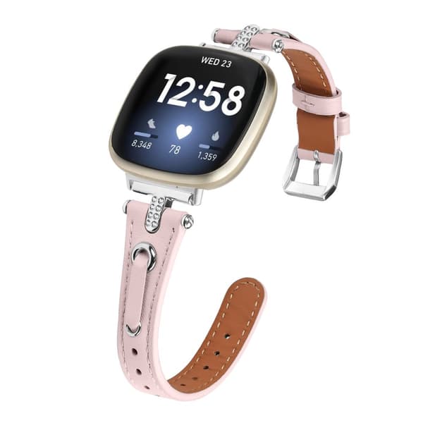 INF Fitbit Versa 3/4 läder klockarmband med T-formad Rhinestone Design