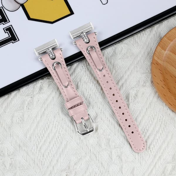 INF Fitbit Versa 3/4 läder klockarmband med T-formad Rhinestone Design