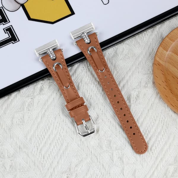 INF Fitbit Versa 3/4 läder klockarmband med T-formad Rhinestone Design