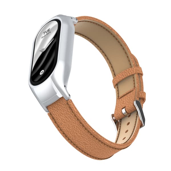 INF Läderrem för Xiaomi Mi Band 9 Standard/NFC, Brun