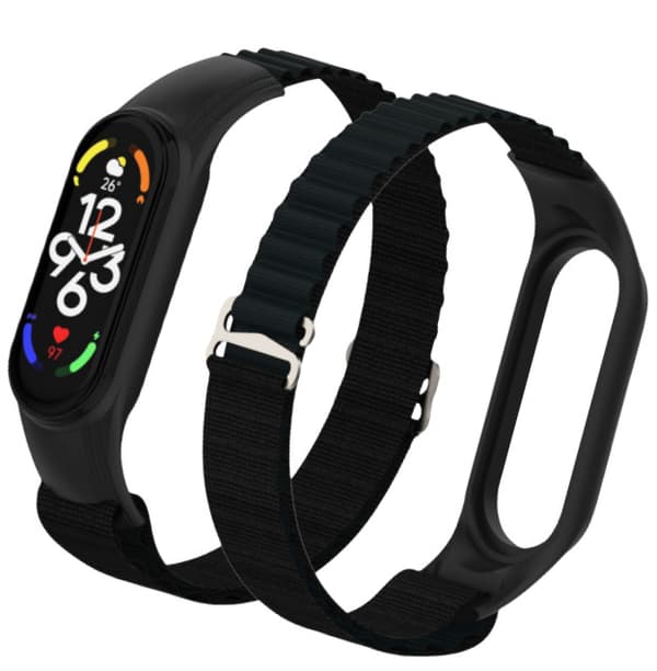 Nylon urrem til Xiaomi Smart Band 76543 Sort