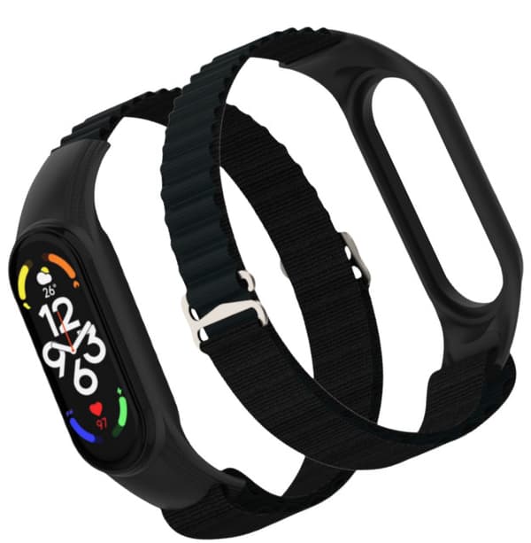 Nylon urrem til Xiaomi Smart Band 76543 Sort